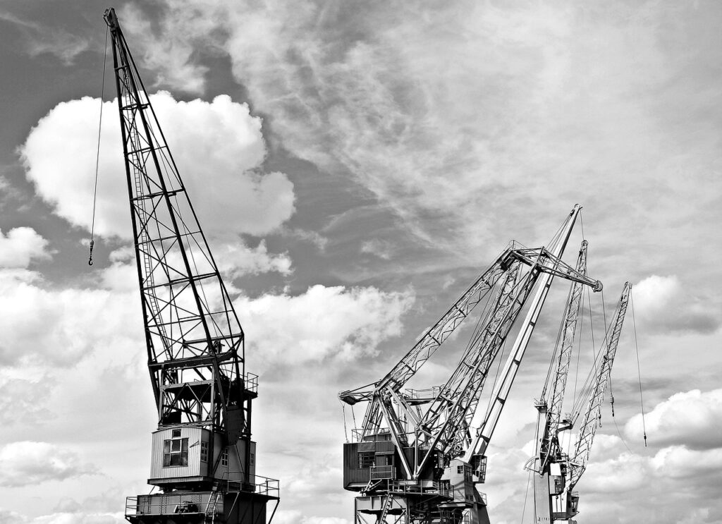 port cranes, harbor cranes, heaven, clouds, industry, port, cranes, shipping, loading cranes, freight transport, transport, general cargo, loading, nature, unload, loading and unloading, port, port, port, port, port, cranes